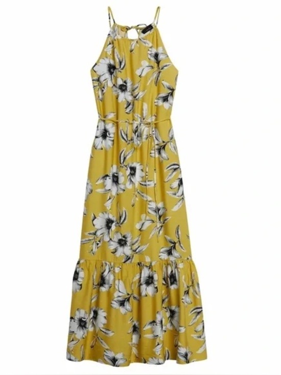 Banana Republic Dresses & Skirts - Banana Republic Floral Halter Tiered Maxi Dress Tropical Floral Yellow size 10